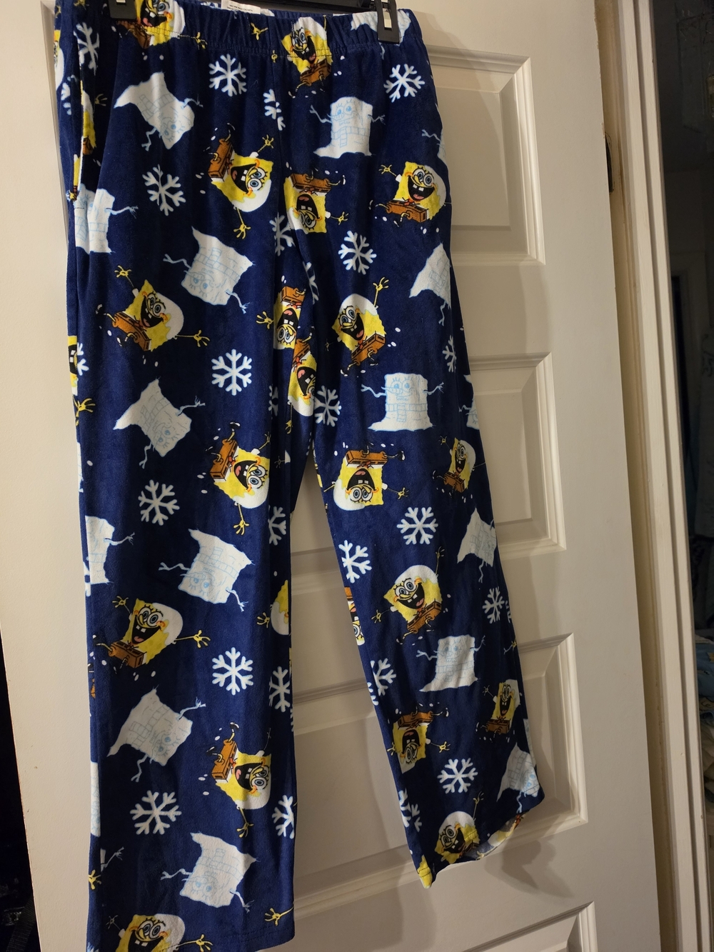 SpongeBob Squarepants Navy Blue Pajama Pants with Yellow Character Print